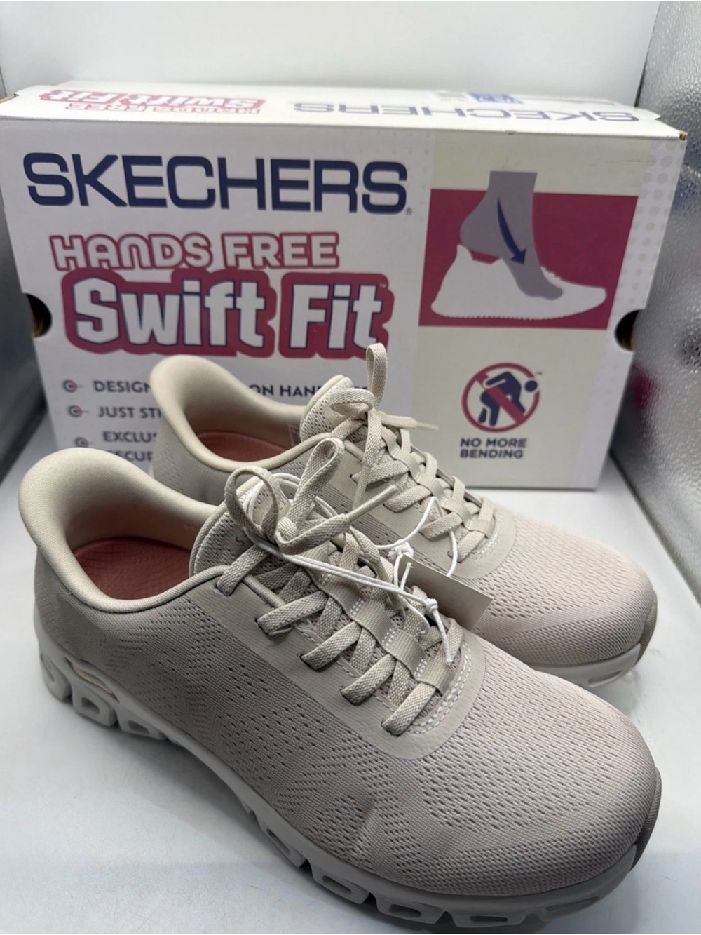 Skechers Women's Hands Free Swift Fit Sneaker Tan Slip On Shoes Size 8
